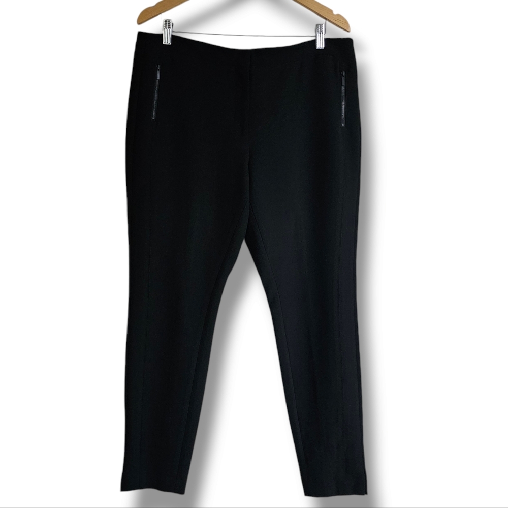 Classiques Entier Womens Pants Size 14 Black Skinny‎ Mid-Rise Zipped Pockets